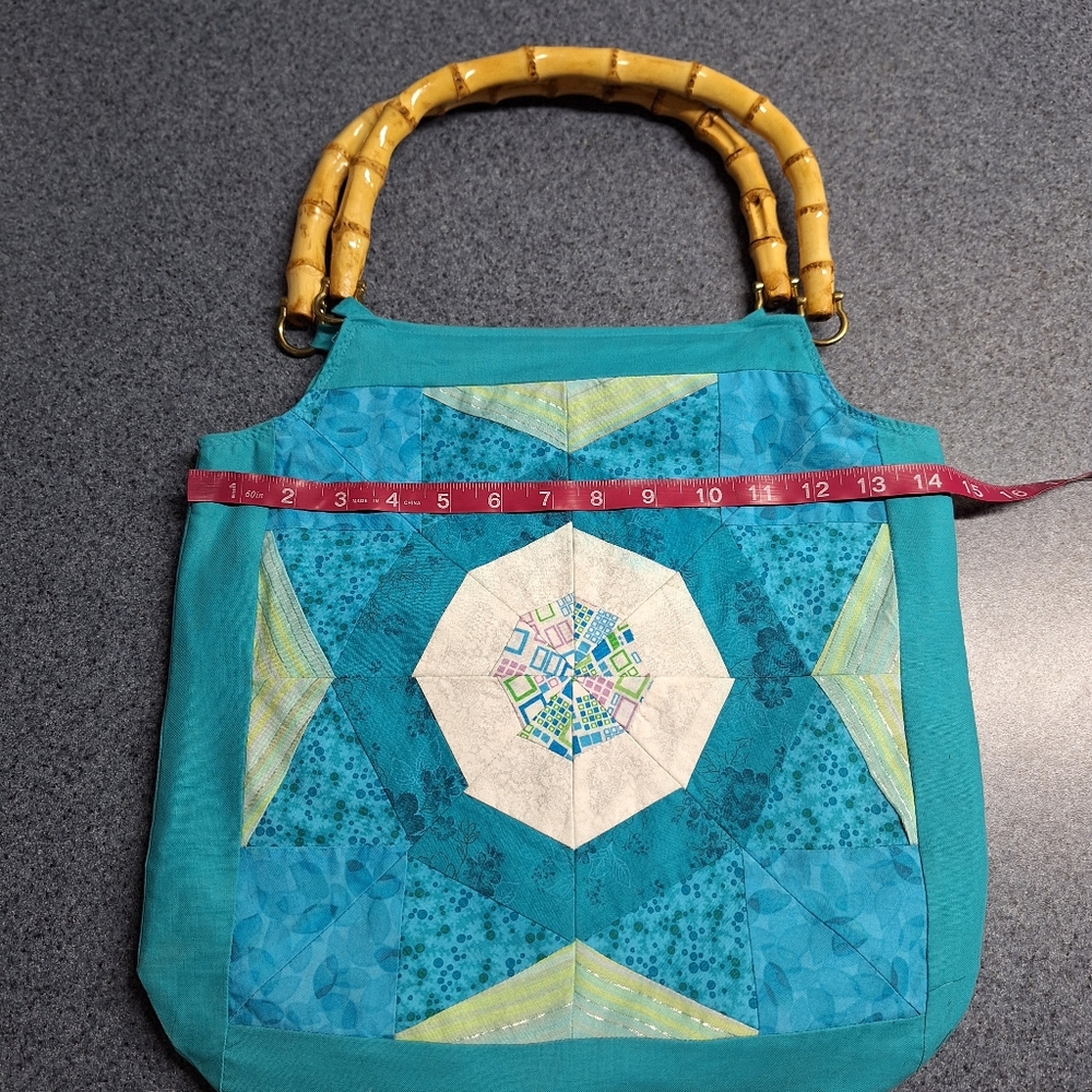 Handcrafted Patchwork Shoulder Bag/Tote With Bamb… - image 8